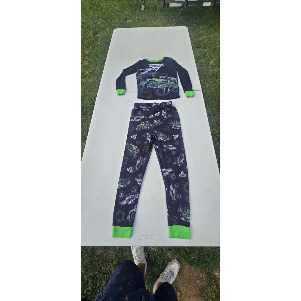 Monster Jam Boys 2-Piece Long Sleeve Tee Pajama Set (Size 10)